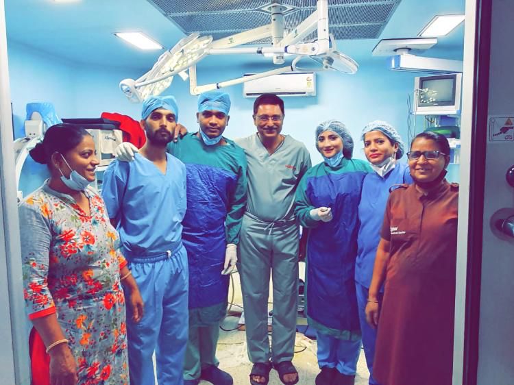 Dr. Neelabh orthopedic clinic at Jeewan Hospital Karol Bagh - consultation room with X-ray viewing facility